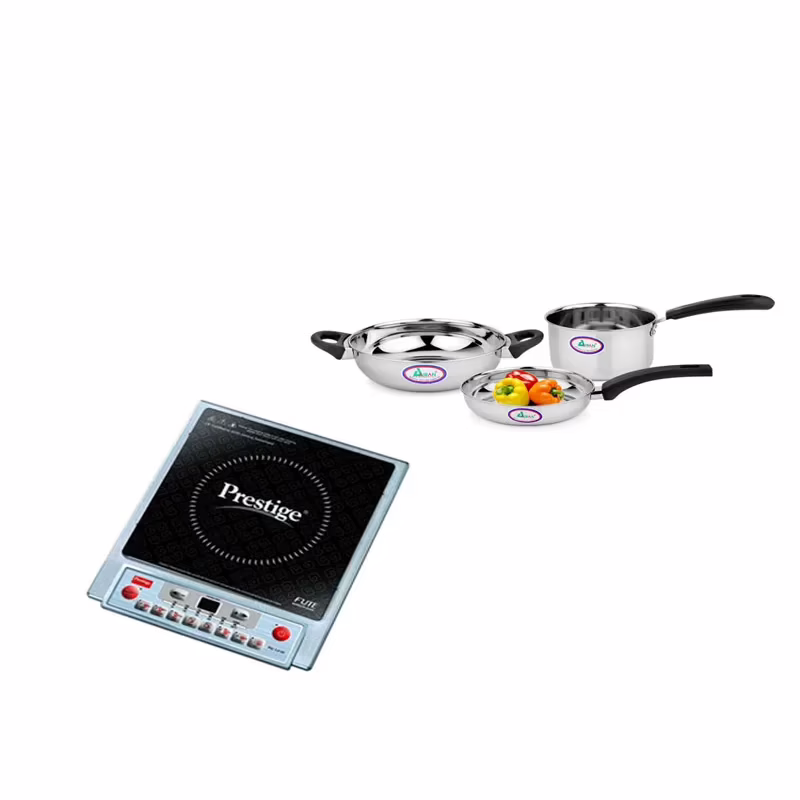 Prestige Pic 1.0 V2 Induction Cookers and Induction Friendly Cookware 3 pcs Set