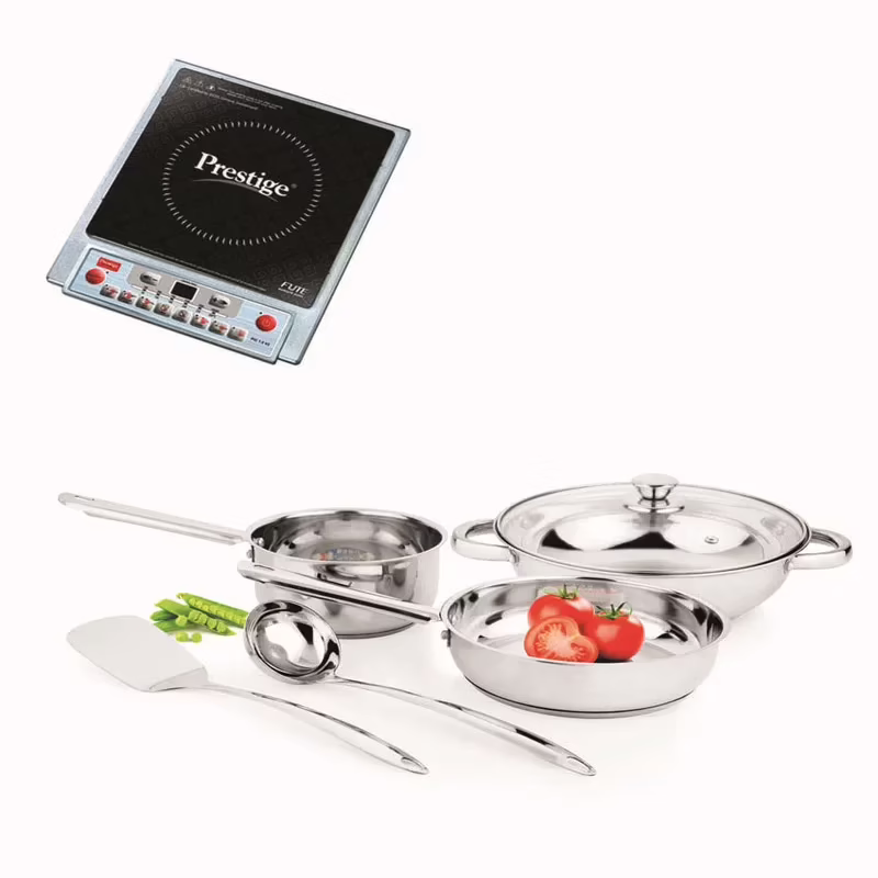 Prestige Pic 1.0 V2 Induction Cooker And Induction Base Premium Cookware - 6 Pcs Set