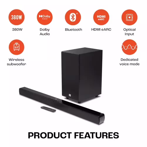JBL Cinema SB190, Dolby Atmos Sound, Wireless Subwoofer for Extra Deep Bass 380 W Bluetooth Soundbar(Black, 2.1 Channel) - Image 3