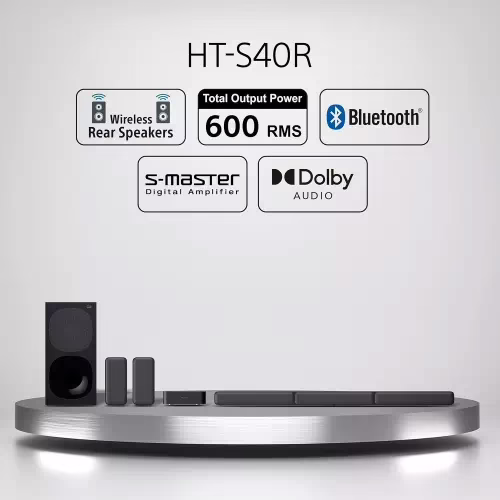 Sony HT-S40R 5.1ch Dolby Audio Home Theatre with Subwoofer & Wireless Rear Speakers 600 W Bluetooth Soundbar(Black, 5.1 Channel) - Image 3