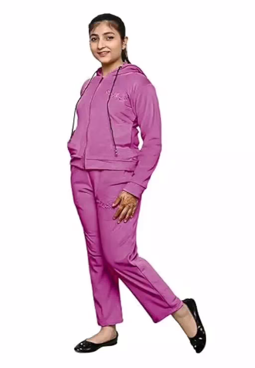 Purple Girls 2 Pcs Sweatsuit and Sweatpant Set - Image 3