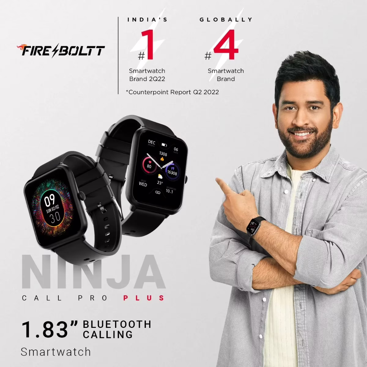 Fire-Boltt Ninja Call Pro Plus 1.83" Smart Watch Black - Image 2