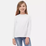 Classy White Round Neck Kids Cotton Full Sleeve Tshirt