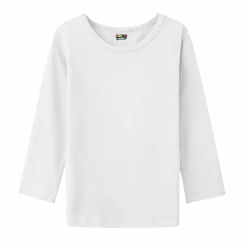 Classy White Round Neck Kids Cotton Full Sleeve Tshirt - Image 2
