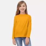 Mustard Round Neck Kids Cotton Full Sleeve Tshirt