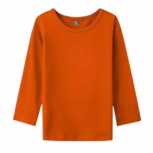 Orange Round Neck Kids Cotton Full Sleeve Tshirt - Image 2