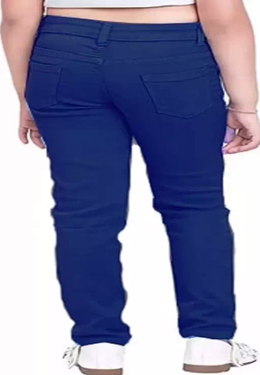Classic Blue Stretchable Denim Girls Regular Fit Jeans - Image 2