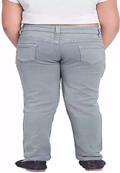 Best Grey Stretchable Denim Girls Regular Fit Jeans - Image 2