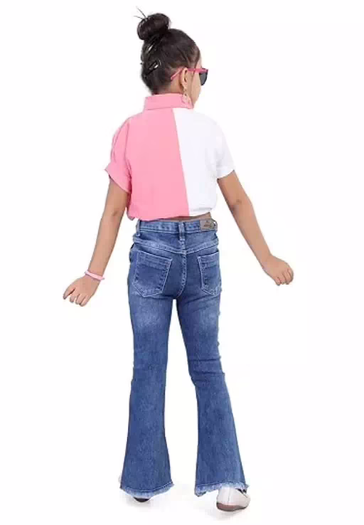 Classy Kids Bell Bottom Blue Denim Jeans - Image 2