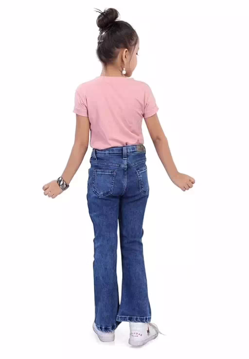 Stylish Blue Kids Bell Bottom Denim Jeans - Image 2