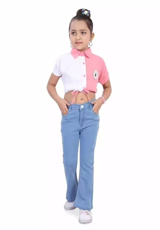 Denim Blue Kids Bell Bottom Jeans