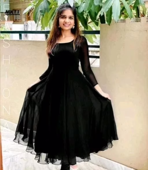 Aishani Voguish Georgette Black Kurtis