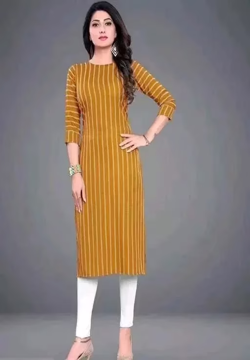 Aagyeyi Graceful Mustard Striped Kurtis