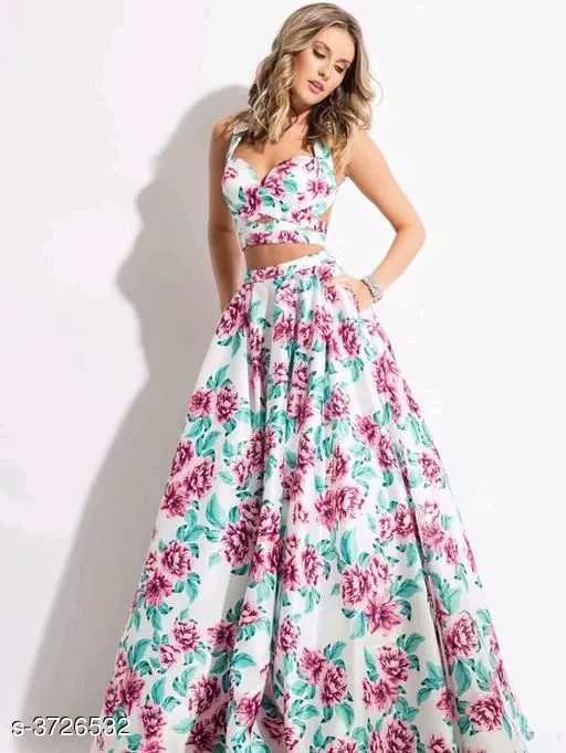 New Designer Floral Printed Satin Lehengas