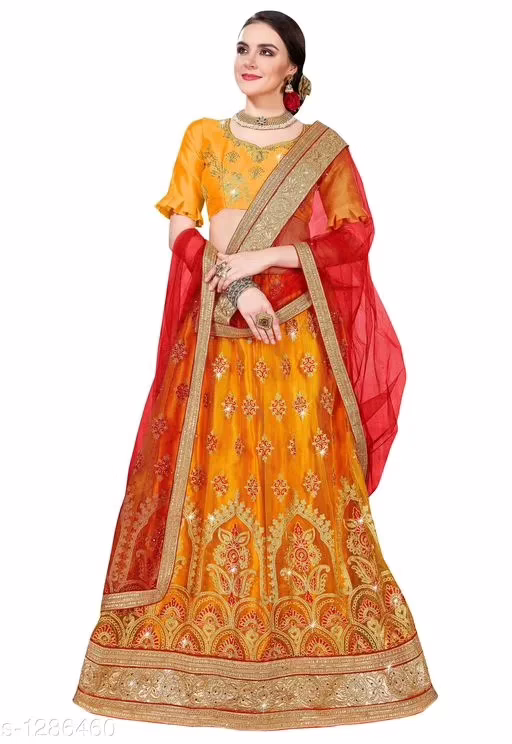 Elegant  Yellow Embroidered Designer Lehengas