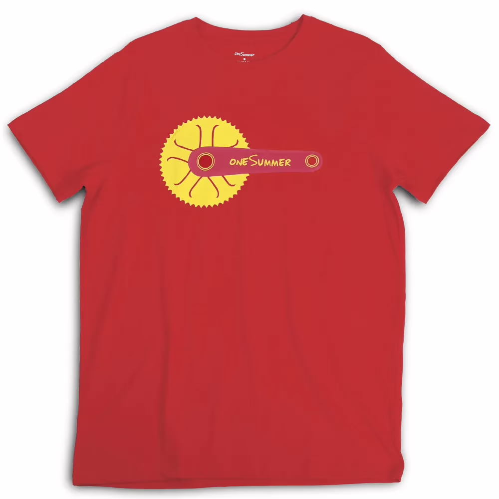 Men's Round Neck T-Shirt - Cycle - Red - Image 2