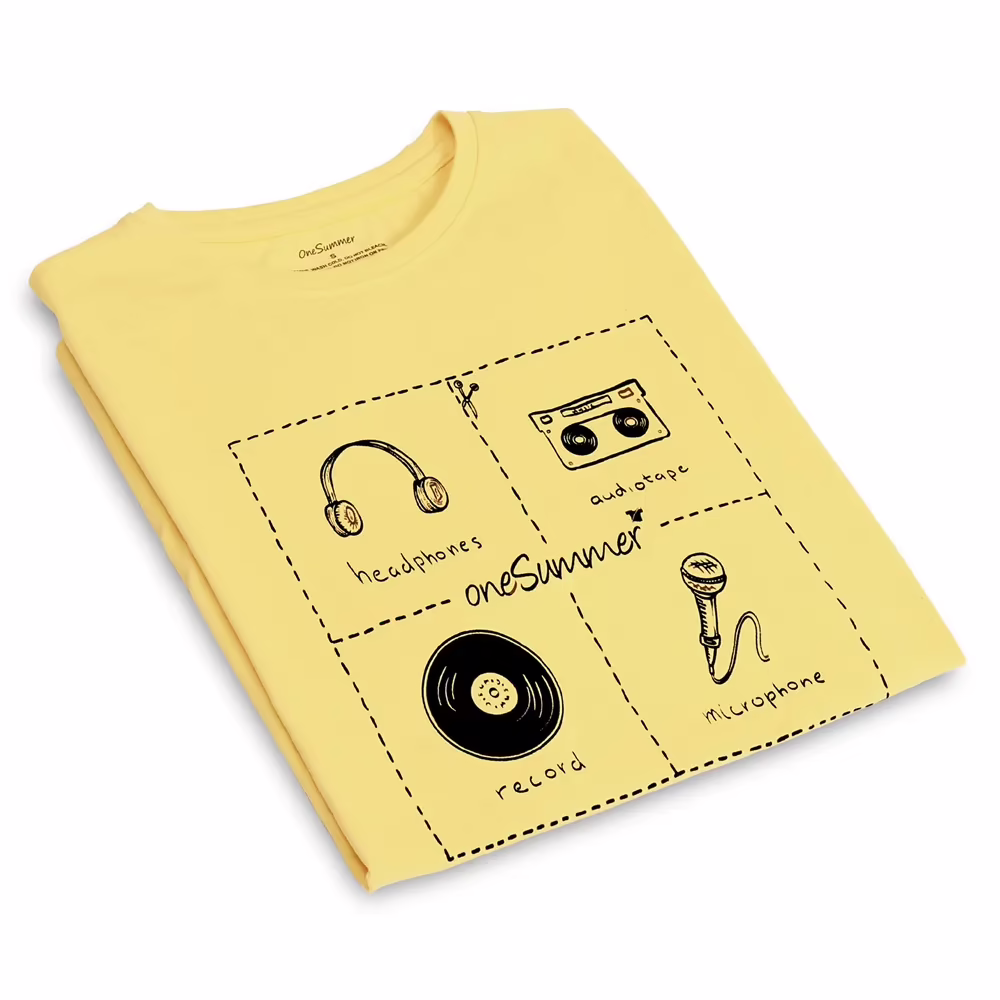 Men's Round Neck T-Shirt - Music - Yellow - Image 2