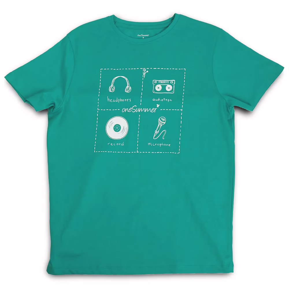 Men's Round Neck T-Shirt - Music - Green - Image 2