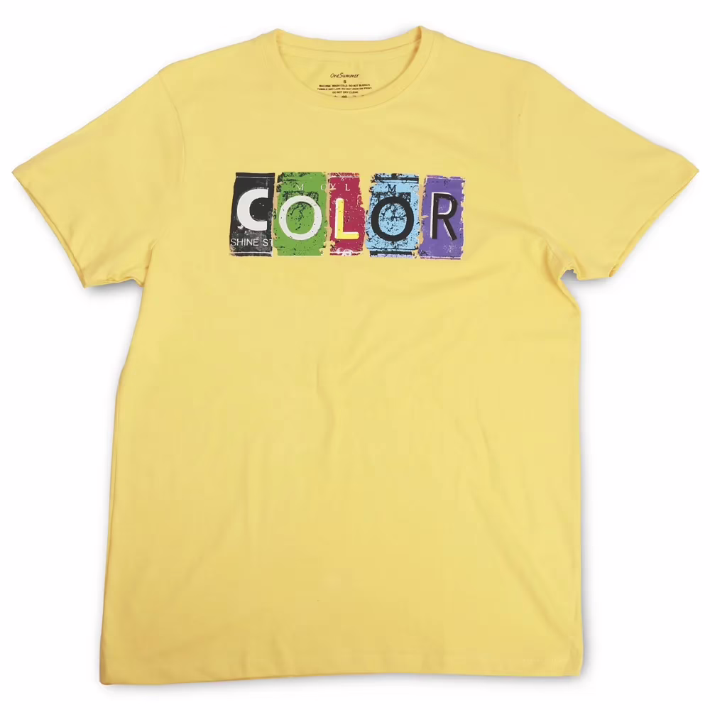 Men's Round Neck T-Shirt - Color - Yellow - Image 2