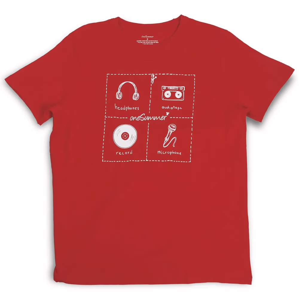 Men's Round Neck T-Shirt - Music - Red