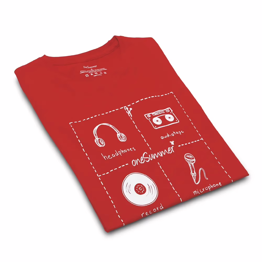 Men's Round Neck T-Shirt - Music - Red - Image 2