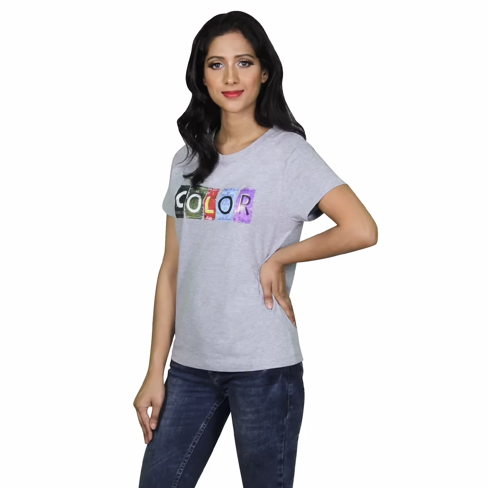 Women's Round Neck T-Shirt - Color - Grey