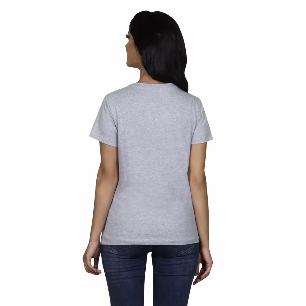 Women's Round Neck T-Shirt - Color - Grey - Image 4