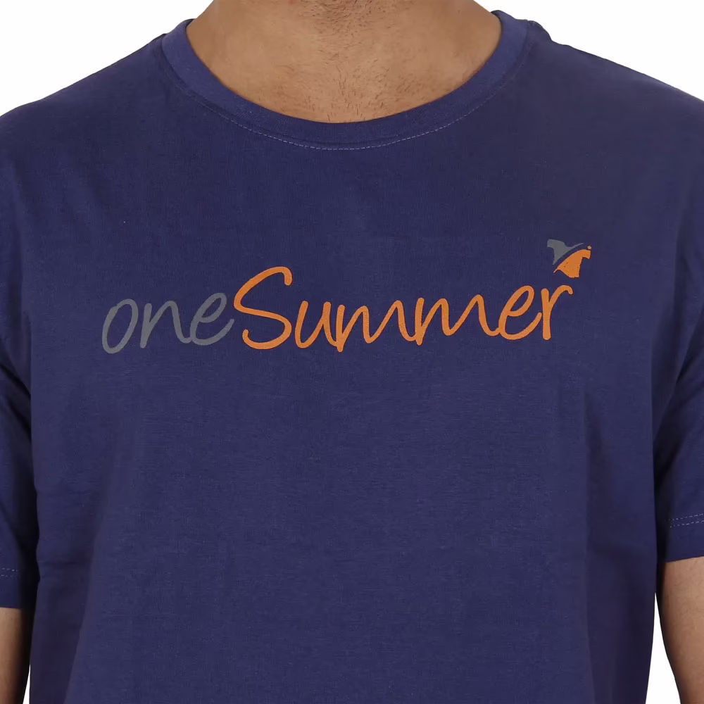 Men's Round Neck T-Shirt - oneSummer - Blue - Image 5