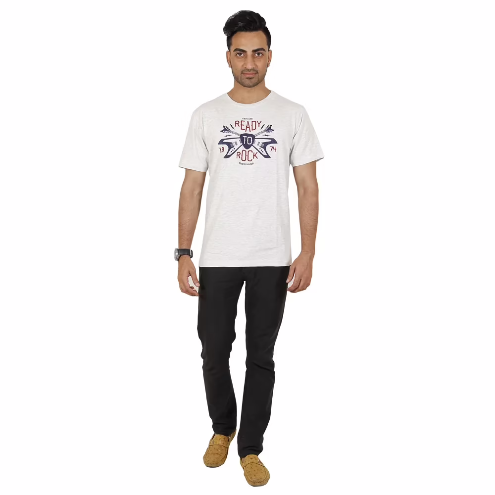 Men's Round Neck T-Shirt - Ready to Rock - Grey - Image 3