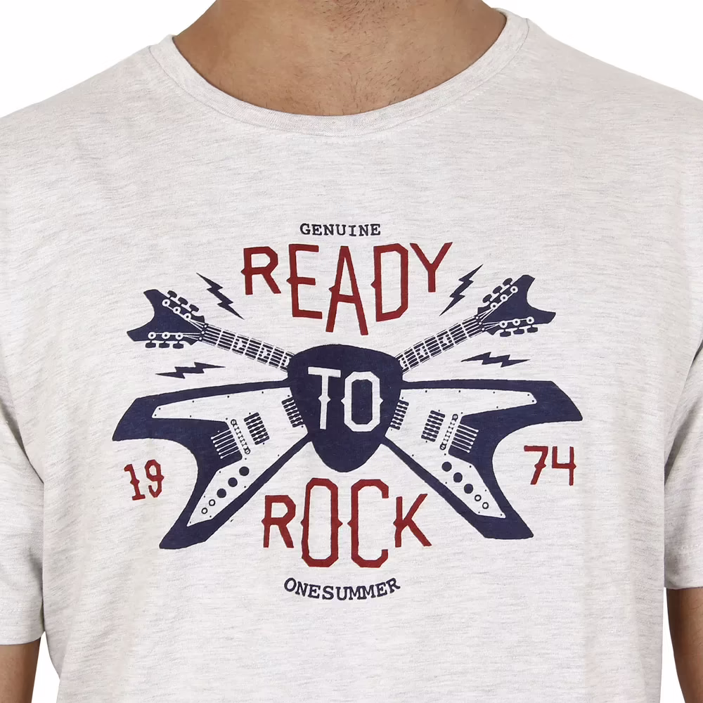 Men's Round Neck T-Shirt - Ready to Rock - Grey - Image 5