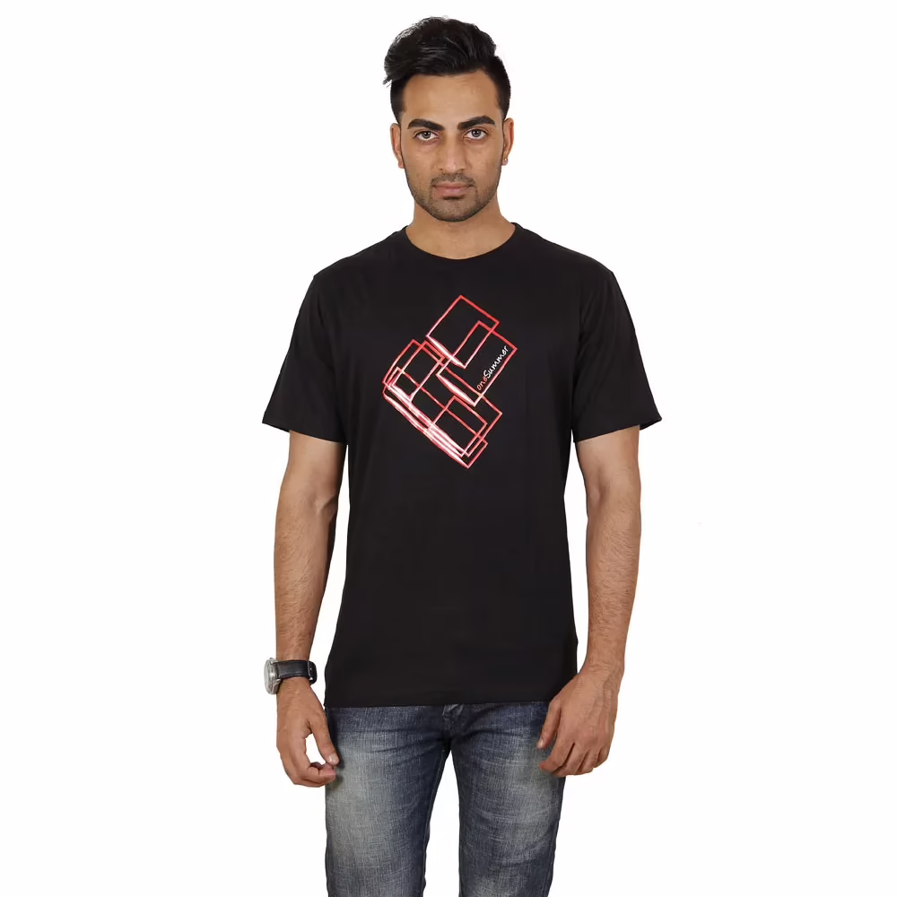 Men's Round Neck T-Shirt - Shapes - Black - Image 5