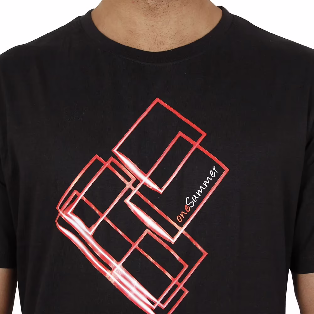 Men's Round Neck T-Shirt - Shapes - Black - Image 4