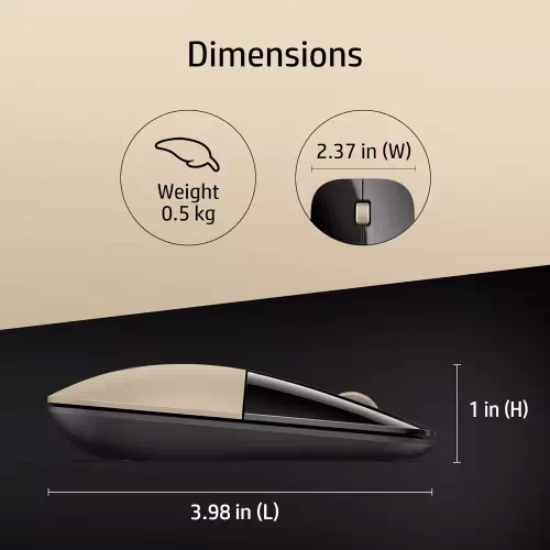 HP Z3700 /Slim form with USB receiver,16 month battery life, 1200DPI Wireless Optical Mouse??(2.4GHz Wireless, Gold, Black) - Image 3