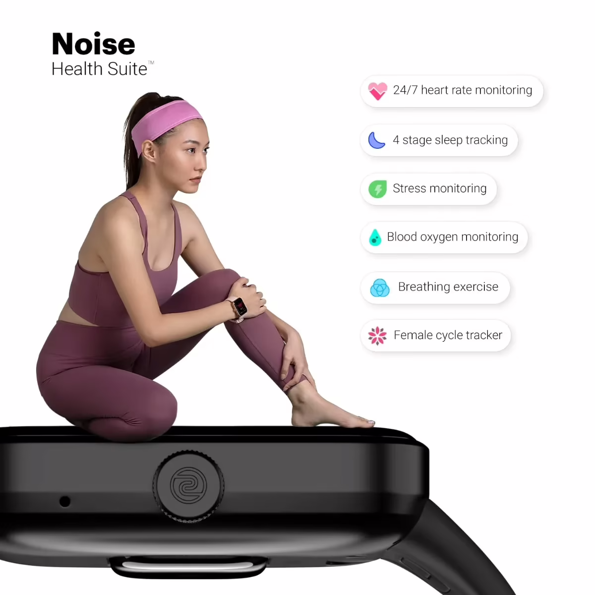 Noise Pulse Go Buzz Smart Watch Rose Pink - Image 4