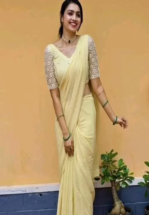 Alisha Yellow Georgette Embroidered Sarees