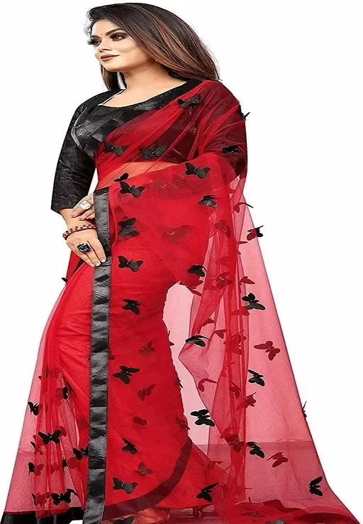 Adrika Banarasi Net Red Sarees - Image 2