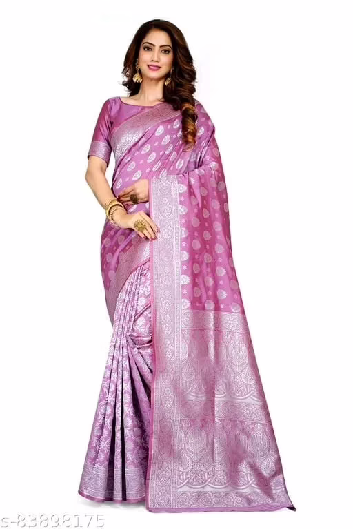Classy Purple Banarasi Silk Jacquard Saree With Blouse