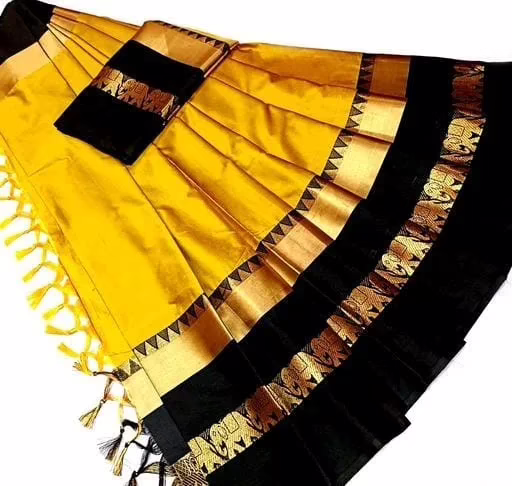 Jivika Petite Yellow Cotton Silk Sarees