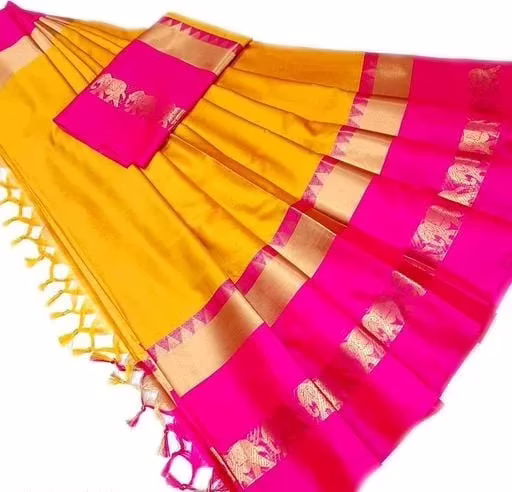 Jivika Designer Yellow Petite Cotton Silk Sarees