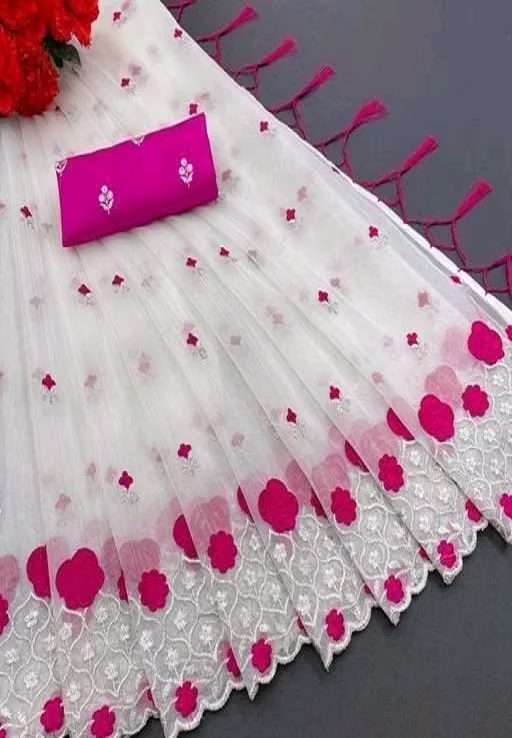 Alisha Sensational White Super Net Sarees