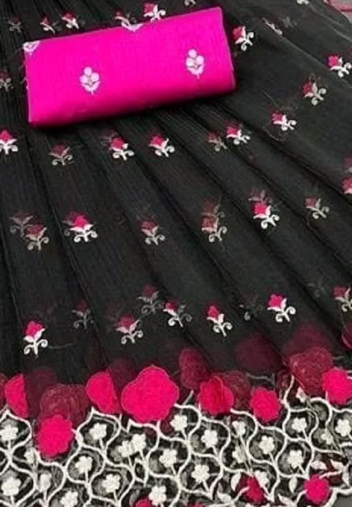 Alisha Sensational Black Super Net Sarees - Image 2