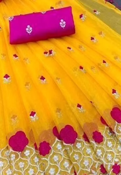 Alisha Sensational Yellow Super Net Sarees - Image 2