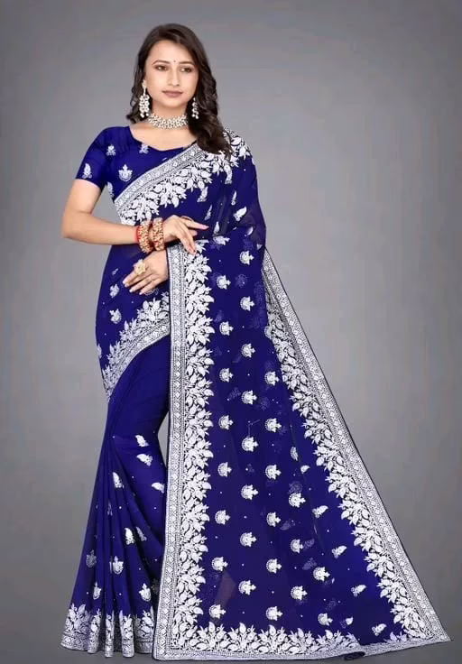Alisha Attractive Georgette Blue Sarees