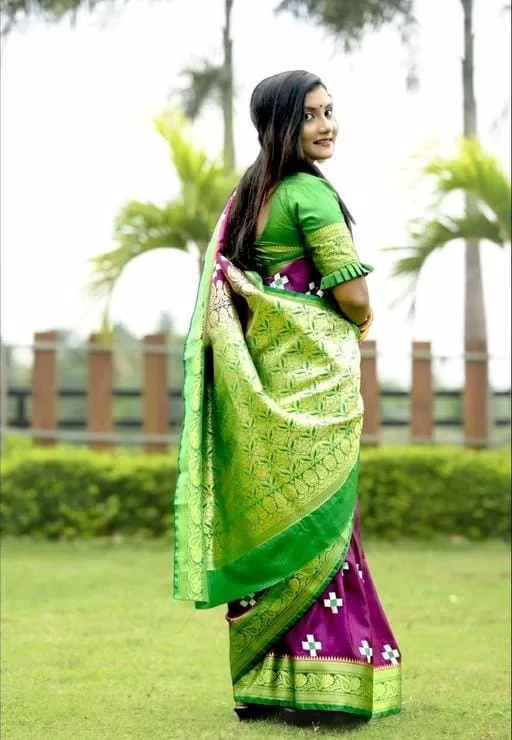 Aakarsha Purple Refined Satin Silk Sarees - Image 3