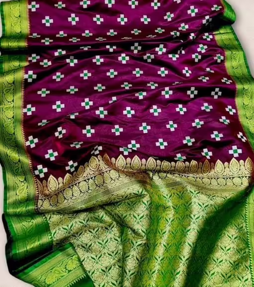Aakarsha Purple Refined Satin Silk Sarees - Image 2