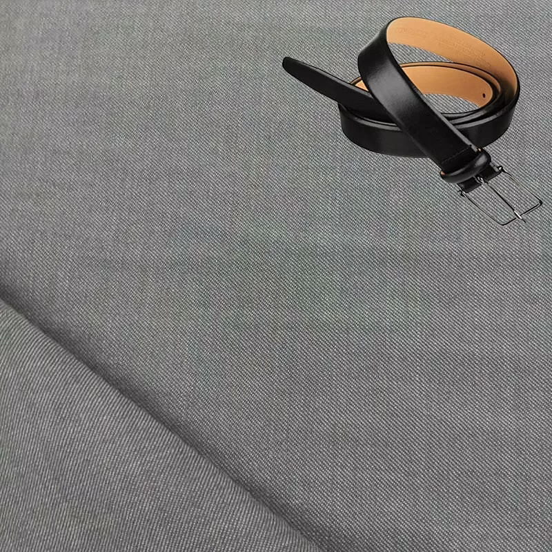 Raymond Men Poly Blended Trouser Fabric Grey Free Belt
