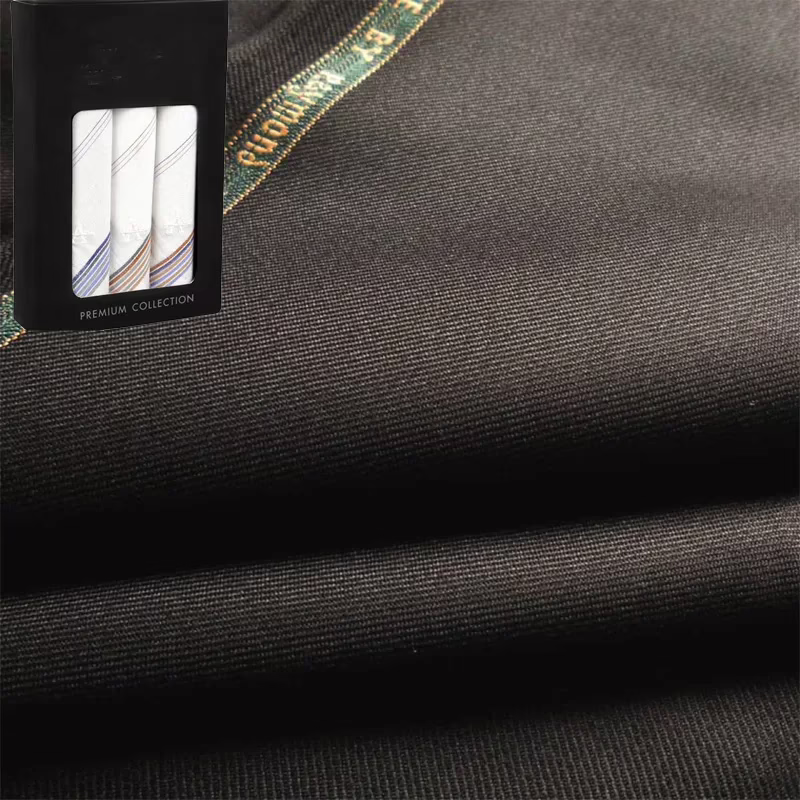 Raymond Men Poly Blended Trouser Fabric Brown Free Handkerchief