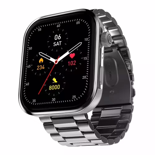 Noise Pro 5 Max 1.96 AMOLED Display, Post Workout Analysis, DIY Watch face, BT Calling Smartwatch??(Silver Strap, Regular) - Image 2