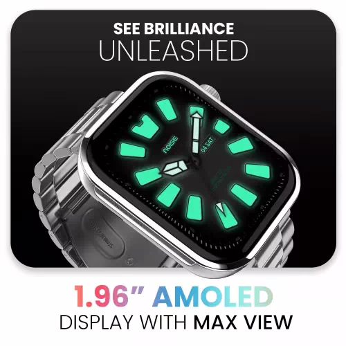 Noise Pro 5 Max 1.96 AMOLED Display, Post Workout Analysis, DIY Watch face, BT Calling Smartwatch??(Silver Strap, Regular)