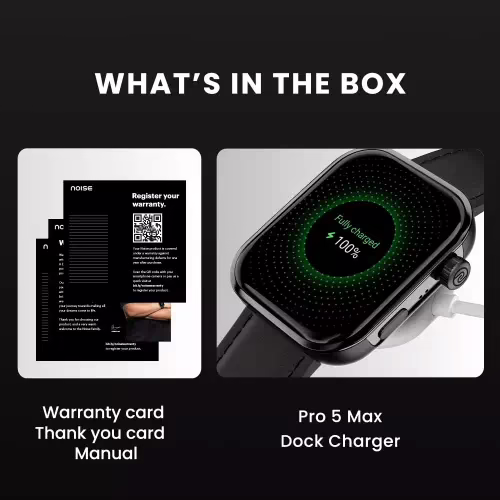 Noise Pro 5 Max 1.96 AMOLED Display, Post Workout Analysis, DIY Watch face, BT Calling Smartwatch??(Black Strap, Regular) - Image 2